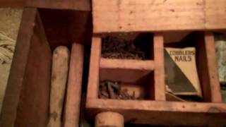 Cobbler Wood Work Box Tools Supplies.  Vintage Find Estate Sale Haul.  Shoe Boot Repair Of Past Days