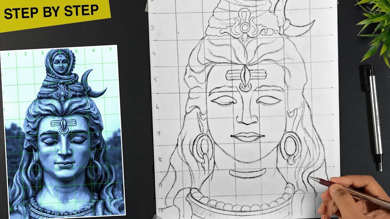 Painting Of God Shiva Drawing In Watercolor Size - GranNino