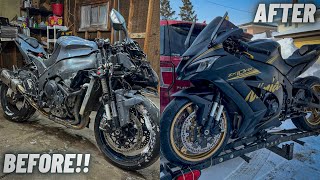 REBUILDING A SALVAGE WRECKED KAWASAKI NINJA ZX10R IN 20 MINUTES (TIMELAPSE)