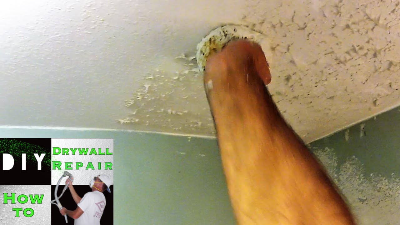 How To Match Knockdown Texture On A Water Damaged Drywall Ceiling Repair Part 3