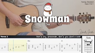 PDF Sample Snowman - Sia guitar tab & chords by Kenneth Acoustic.