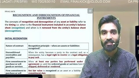 Recognition and Derecognition of financial instruments | financial instruments | ca final | unit 4