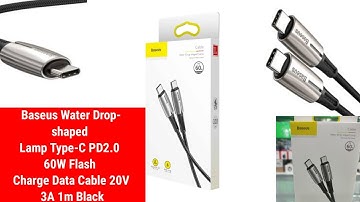 Baseus Water Drop-shaped Lamp Type-C PD2.0 60W Flash Charge Data Cable 20V 3A 1m Black