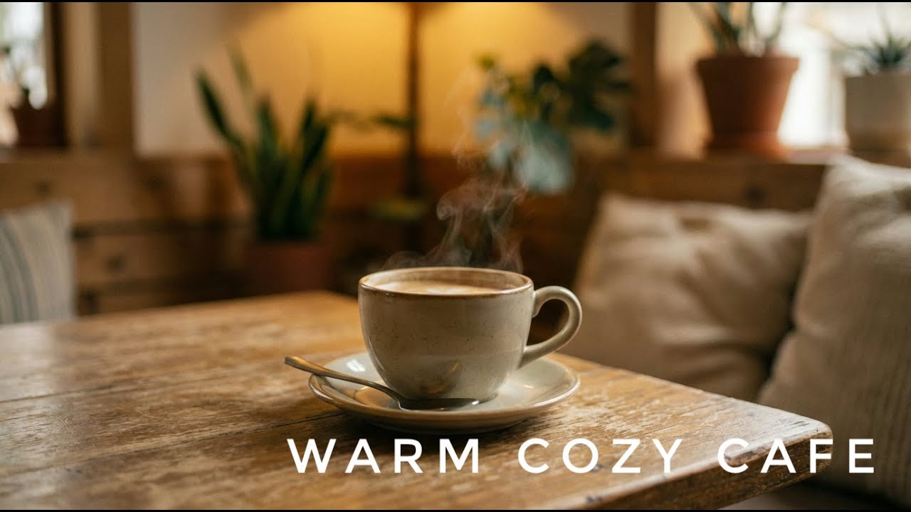 Warm Cozy Café ☕ Soft Instrumental Music Playing Gently