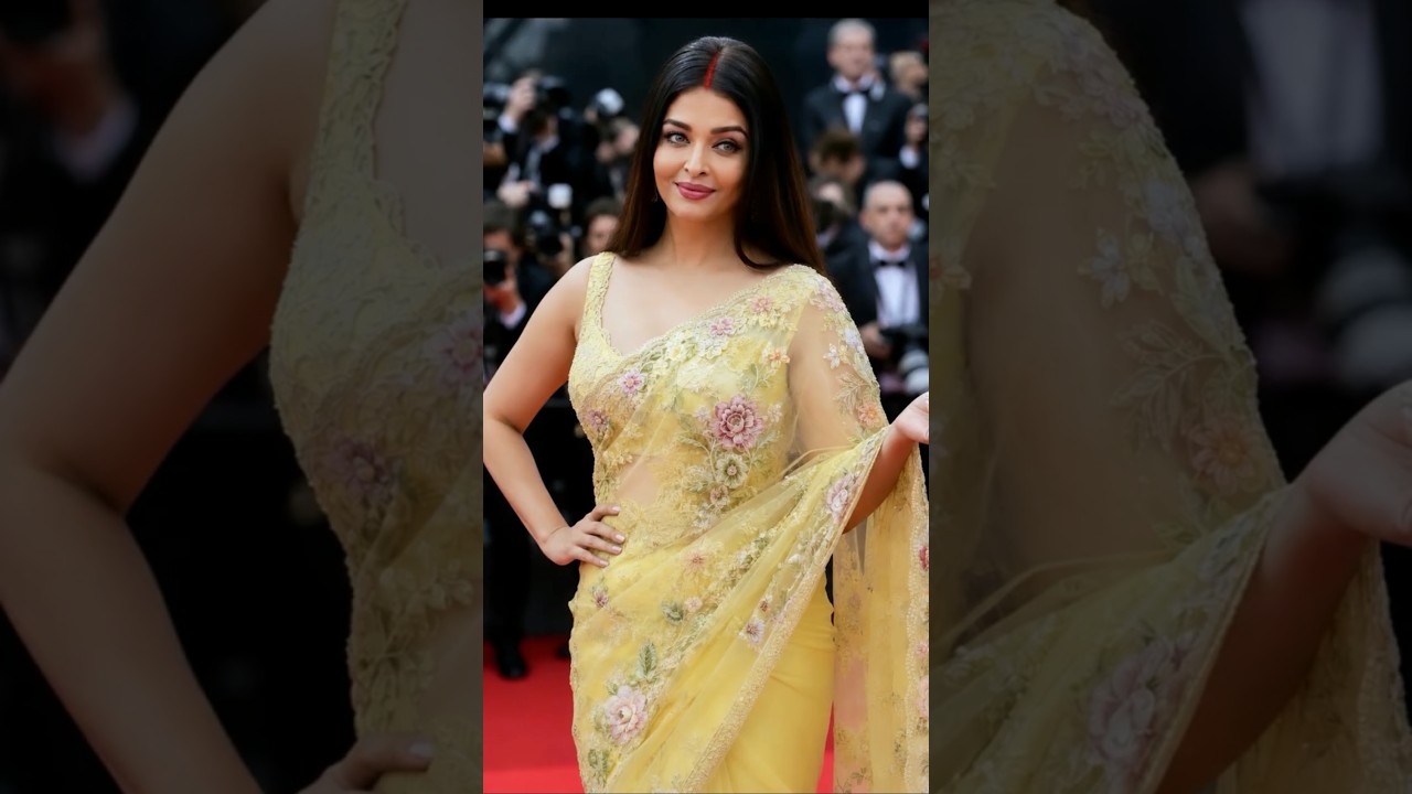 Aishwarya Rai Yellow Saree Cannes Day 2 😍💛 Stunning Traditional Look 🔥