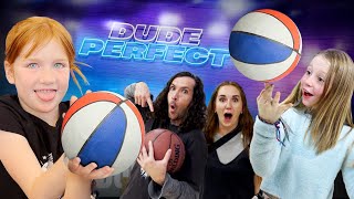 DUDE PERFECT HQ with FRiENDS!!  Adley & Nastya trick shot challenge at our Vidsummit youtuber party screenshot 4