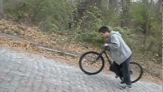 Justin rides down Cadillac Hill in Akron, OH