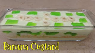 Healthy Banana Fruit Trifle Custard Dessert Recipe in Urdu Hindi