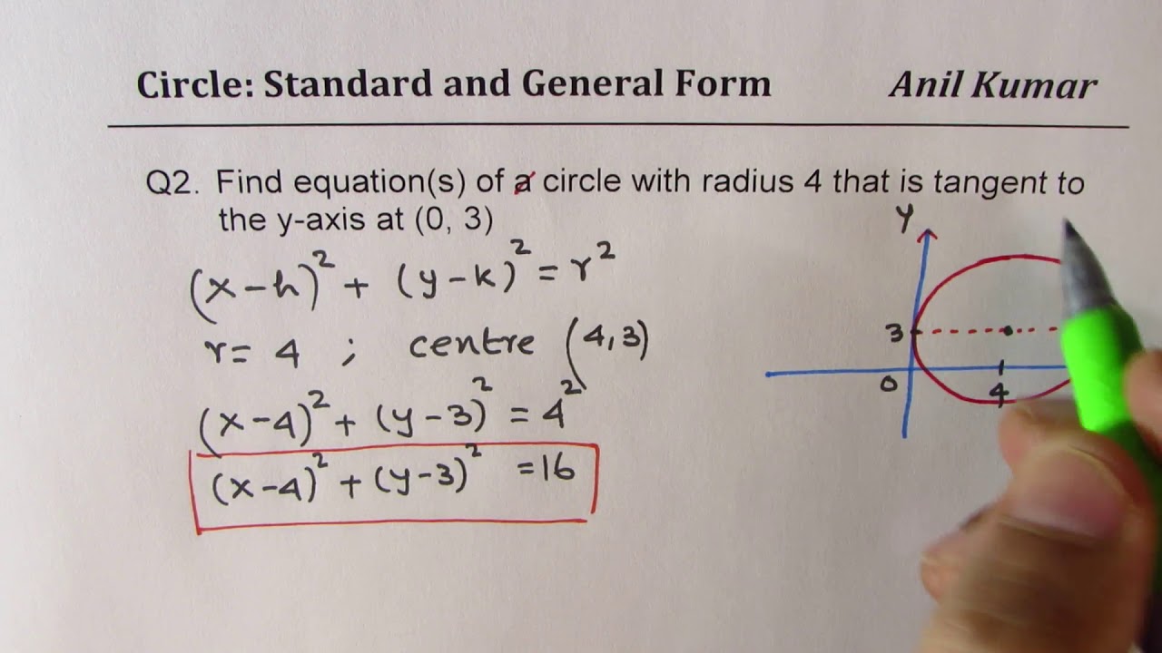 Equation of Circle Standard and General Form Relation