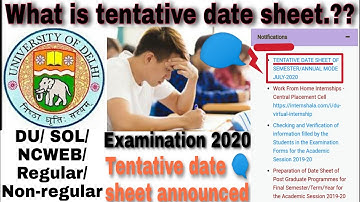 DU || SOL || NCWEB || Regular || Tentative Examination Date Sheet -2020 || DU Exams Latest Update ||