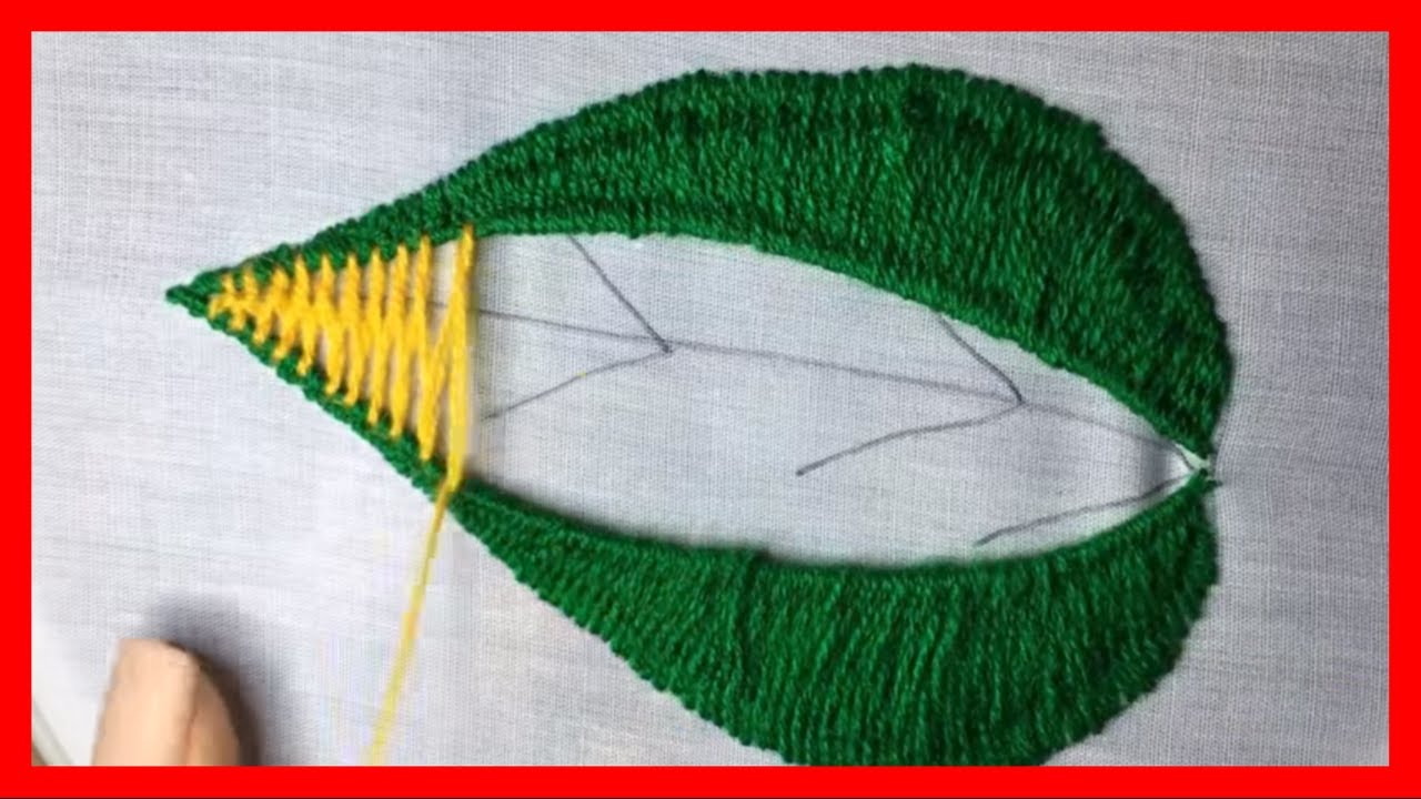 HAND EMBROIDERY: very EASY hand embroidery LEAF stitch design ((that every embroiderer must know))