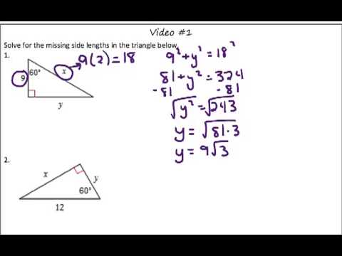 Special Right Triangles 30 60 90 Video 1 Youtube
