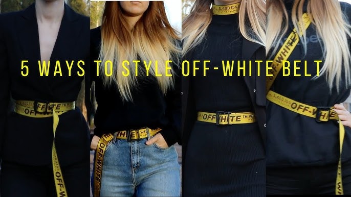 off white belt on person