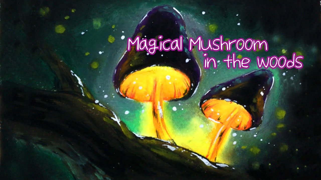 oil pastel drawing, Magical mushroom, healing art YouTube