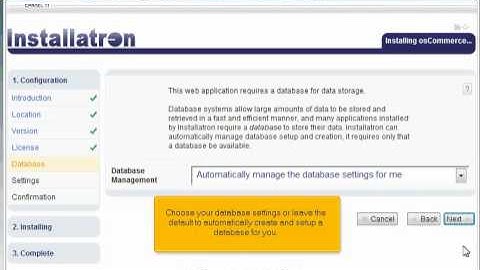 How to install osCommerce in Installatron