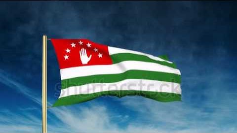 Abkhazia flag slider style. Waving in the win with cloud background animation Stock video by
