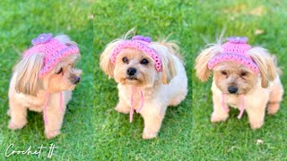 Crochet a dog spring hat | Small | Full tutorial | Hat and Dress matching set