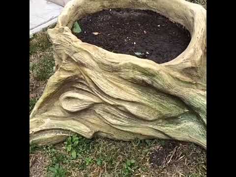 Вазон из бетона пенек садовый