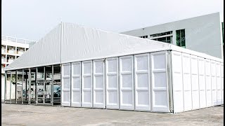 Installation of big solid ABS glass wall wedding event party marquee tent