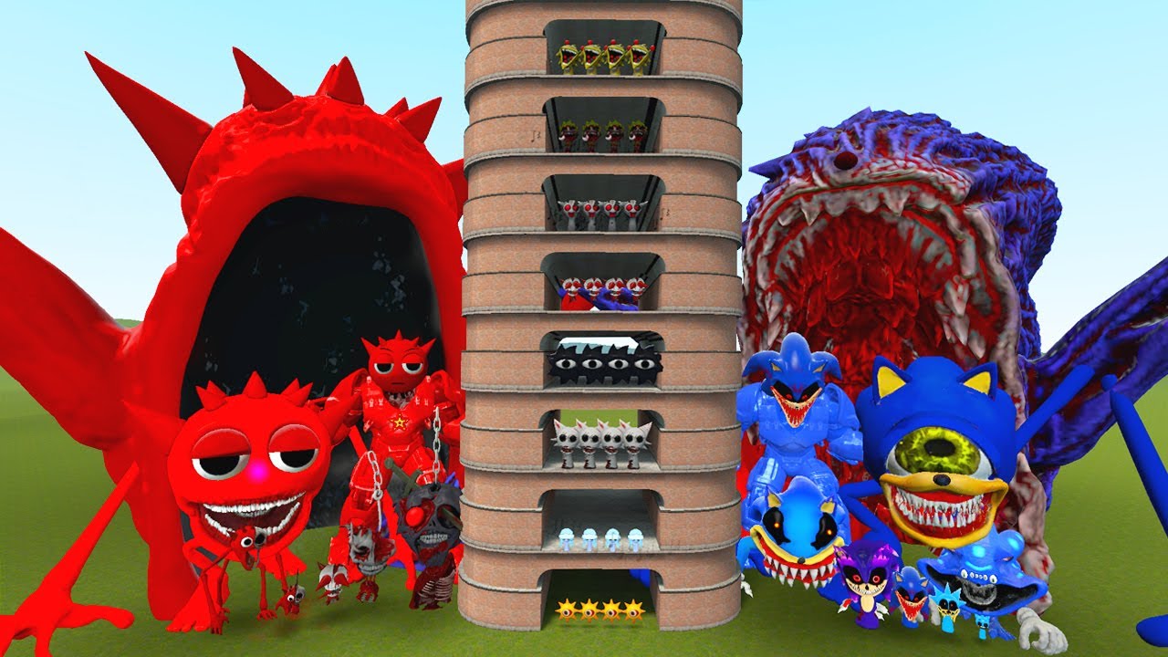 TALLGRASS LITTLE TO BIG ALL SPRUNKI RADDY VS ALL SPRUNKI SONIC EXE FAMILY PHASE 1 - 10 in Gmod !!