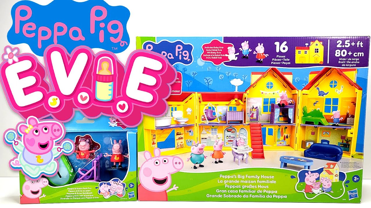 EVIE PIG! NEW Peppa Pig's Big Family House Playset and Park Fun Unboxing - No Talking ASMR
