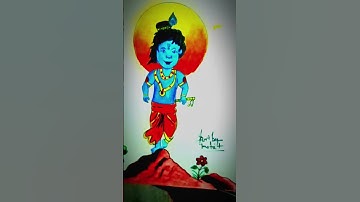 janmashtami drawing easy and beautiful with oil pastel #krishna #shorts #janmashtami