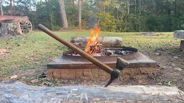 Forging a tomahawk from a ball peen hammer