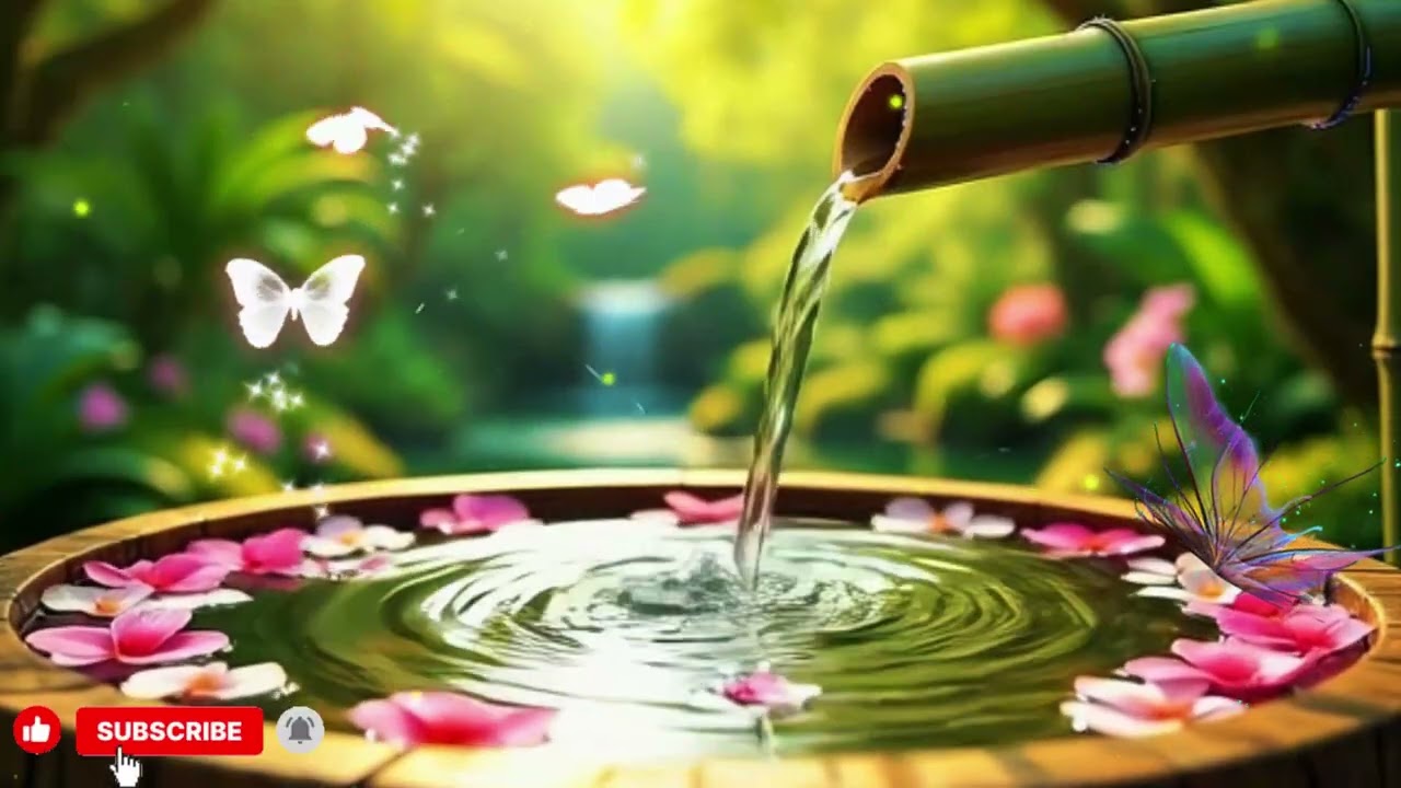Relaxing Music with Nature Sounds  Bamboo Water & Peaceful Piano for Stress Relief, Sleep