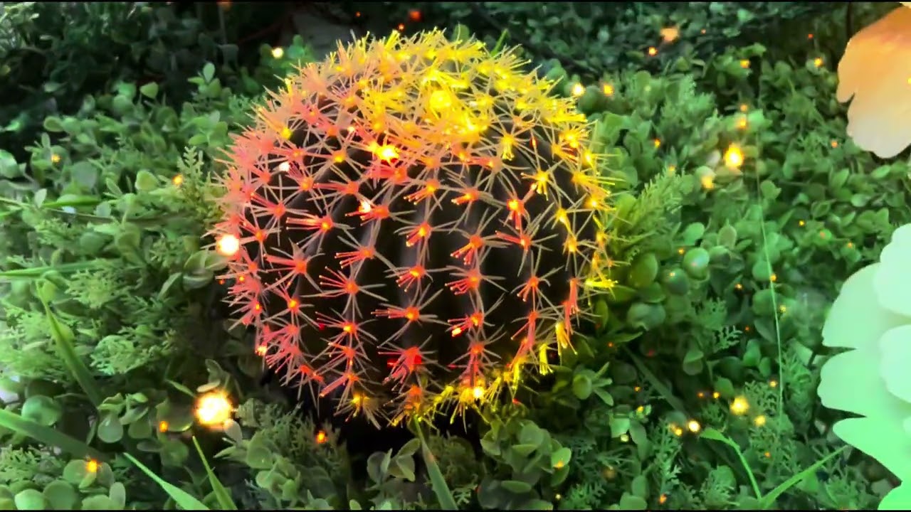 RGB Color-Changing LED Fiber Optic Cactus Ball Lights for Ground Landscape  | Northyle