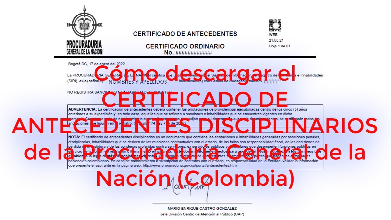 Como descargar el certificado de antecedentes disciplinarios