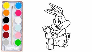 Drawing and Coloring Baby Bugs Bunny - Baby Looney Tunes