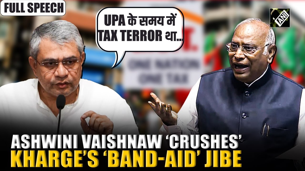 Ашвини Вайшнау отвечает на шутки Харге о «заплатке за пластырь» в отношении налога на товары и ус...