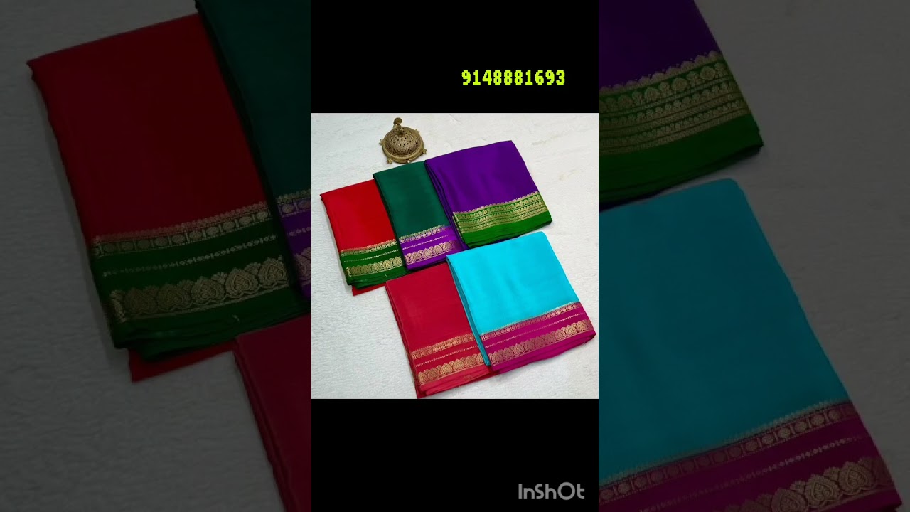 Mysore Pure zari silk saree having traditional leaf  contrast ghatti border/120gm/33996 #9148881693 