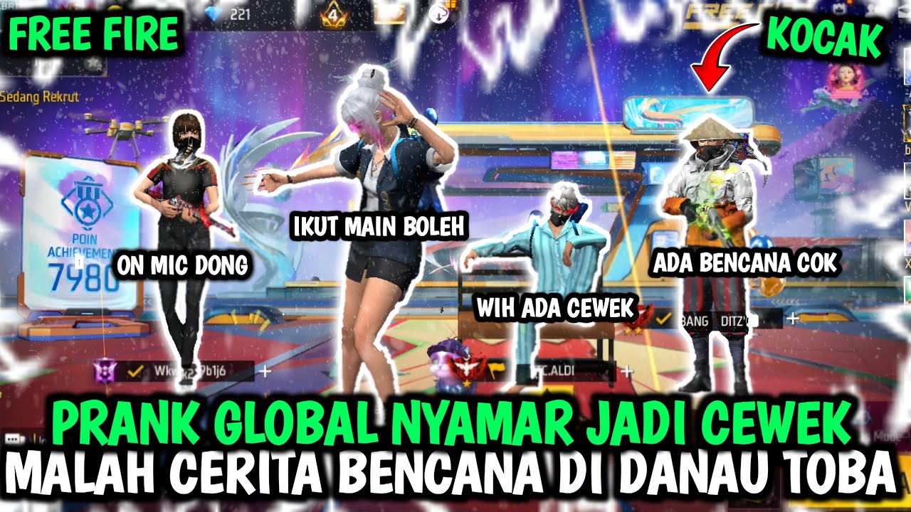 PRANK GLOBAL NYAMAR JADI CEWEK ENDINGNYA NGAKAK BANGET 😭 GLOBAL JAM MALAM BAHAYA😱 #freefire #gaming