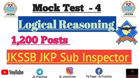Logical Reasoning JKSSB JKP Sub Inspector | Mock Test 4 | JKPSI | JKSSB EXAMS | #jkpractice