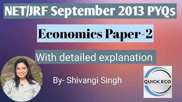 NET September 2013 Economics Paper 2| Economics PQYs