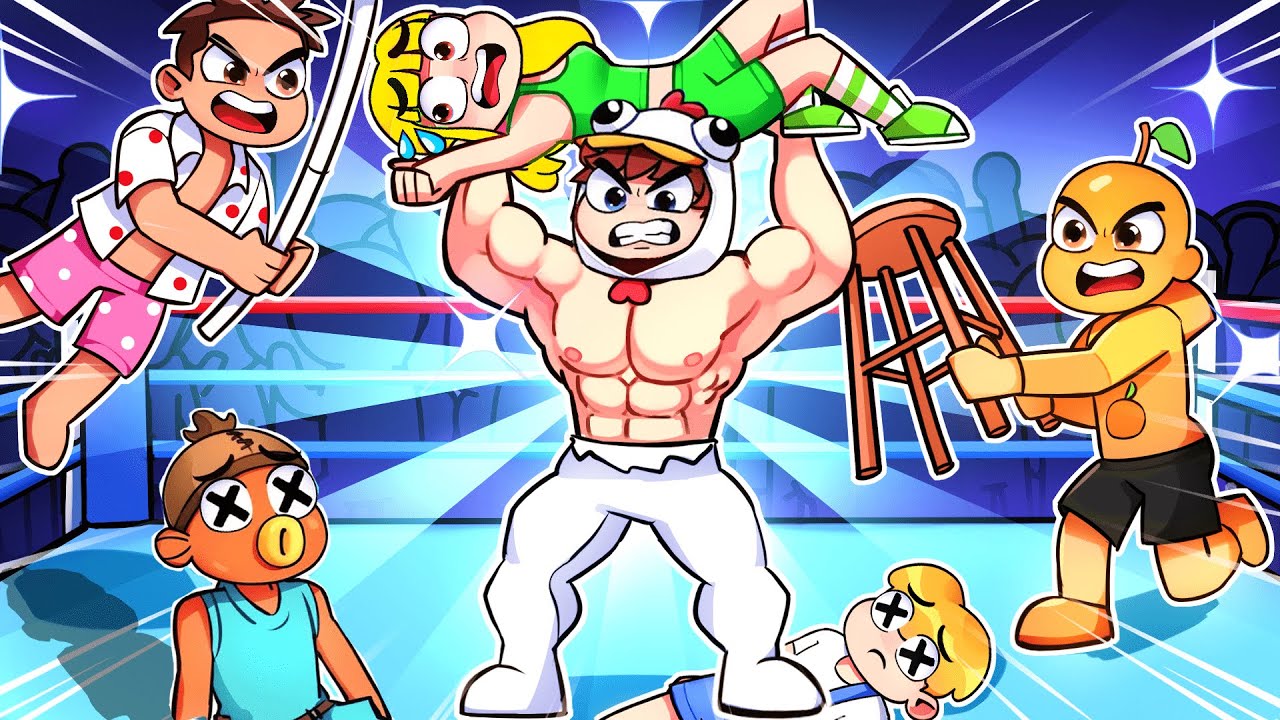 Shado contre Kevin, Lilo, Ducobu dans un match de CATCH à la WWE !