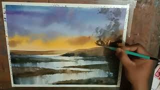 watercolor drawing scenery