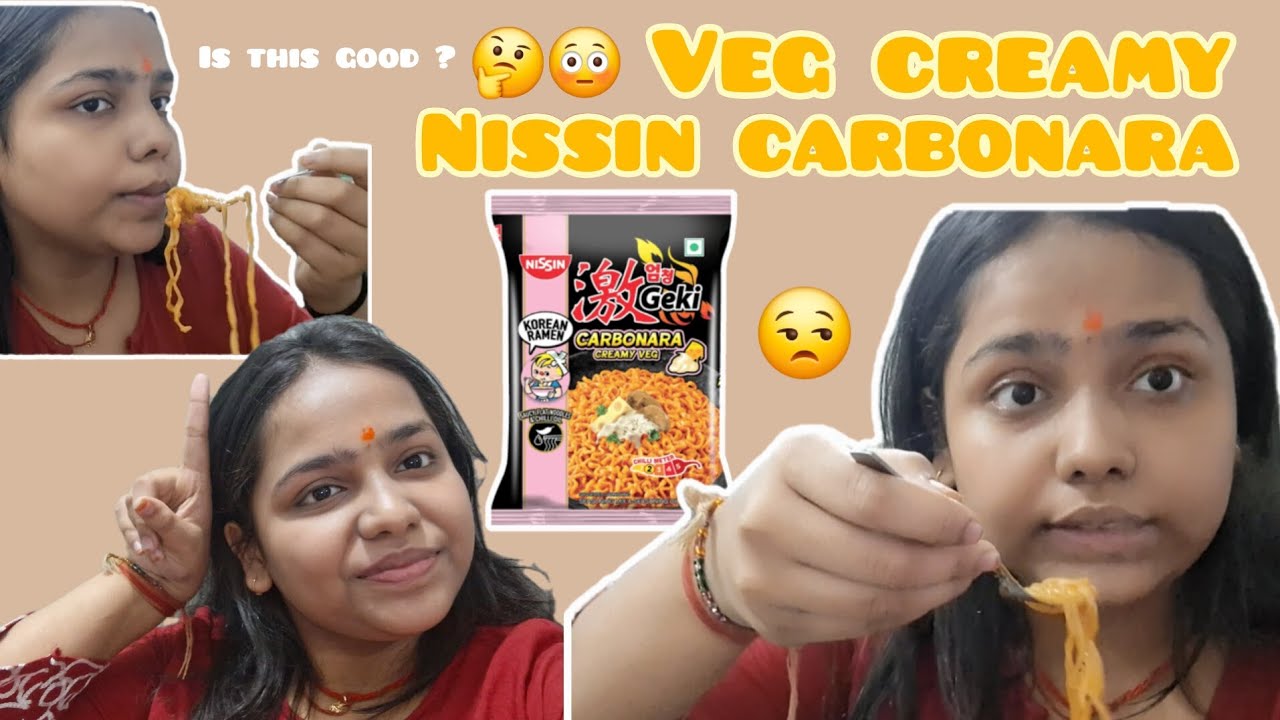 Nissin veg creamy carbonara noodles 🍜🤔😳 review video||misti vibes|| 