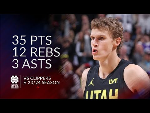 Lauri Markkanen 35 pts 12 rebs 3 asts vs Clippers 23/24 season