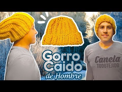 GORRO CAIDO tejido un rectangulo A CROCHET- PARA HOMBRE Y/O MUJER | Canela♥ - YouTube