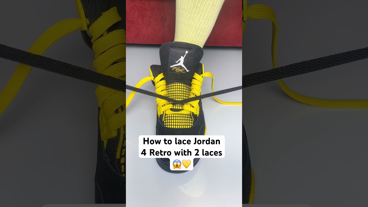 How to lace Jordan 4 Retro Thunder with 2 laces #foryou #lace #shoes #sneakers #jordan4 #vibes #fy