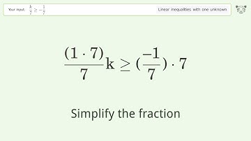 Solving Linear Inequalities: k/7 is Greater Than or Equal to -1/7