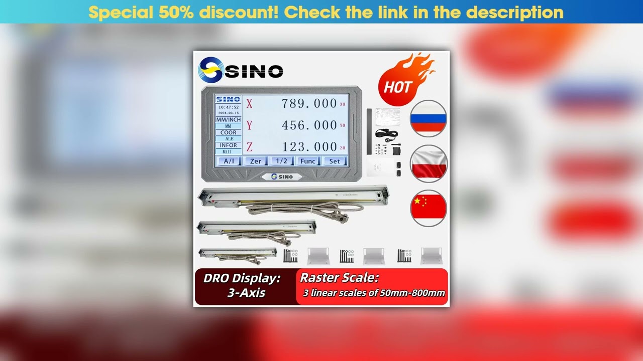 Limited SINO CNC High Accuracy 3 Axis DRO Kit Digital Readout SDS200S  3pcs Linear Scale Encoder Se