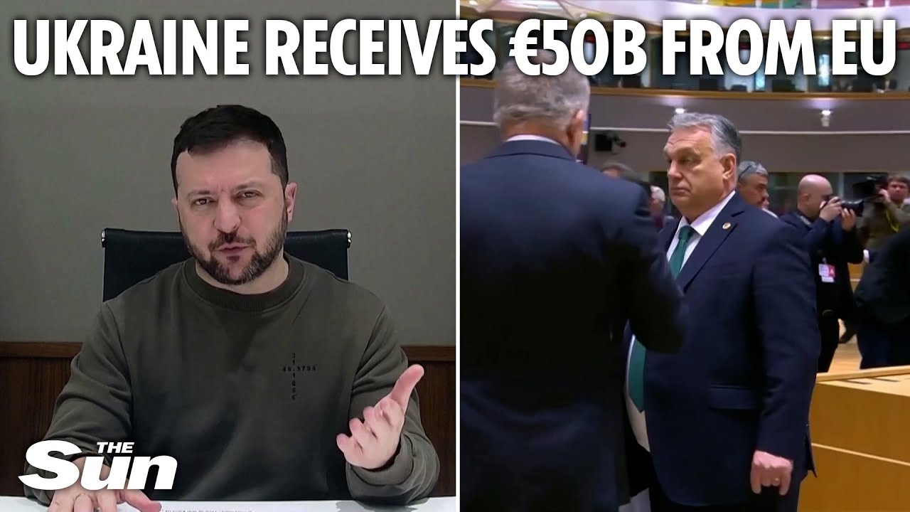 Zelensky grateful EU agrees 50 billion euro aid package - YouTube