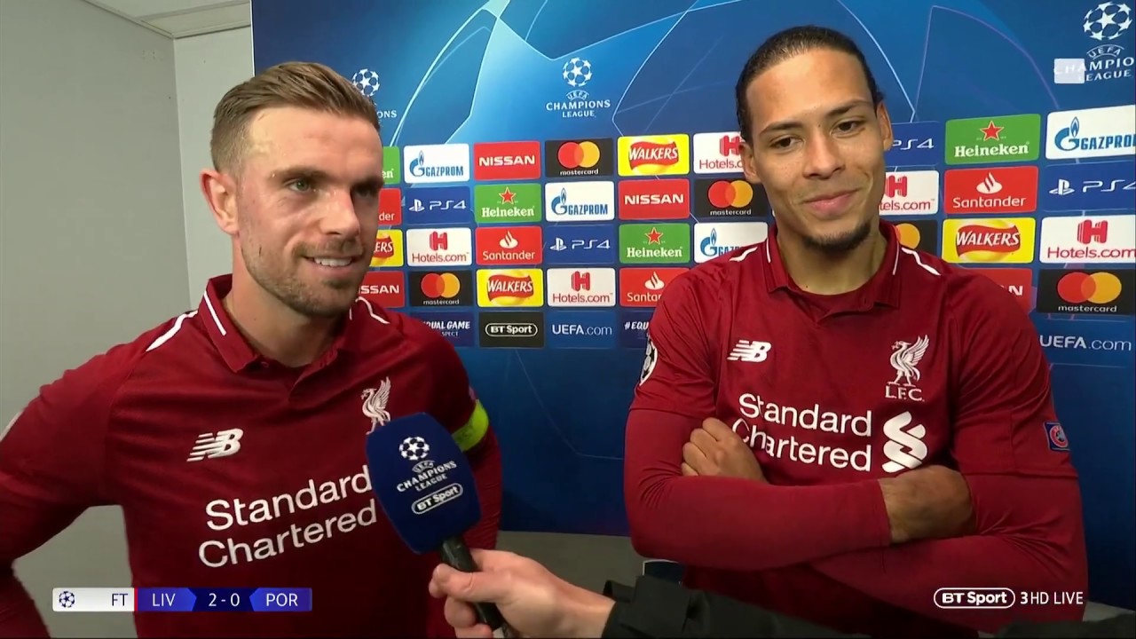Jordan Henderson and Virgil Van Dijk react to Liverpool 2-0 Porto