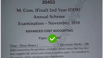 2018 Mdu MCom DDE Final Advance Cost Accounting Question Paper