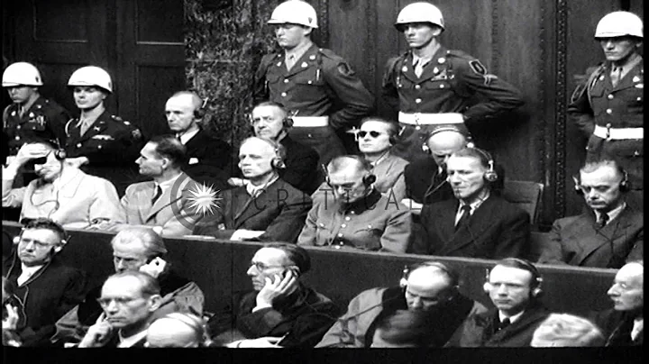Nazi war leaders and prosecution attorneys during Nuremberg trials in Nuremberg G...HD Stock Footage