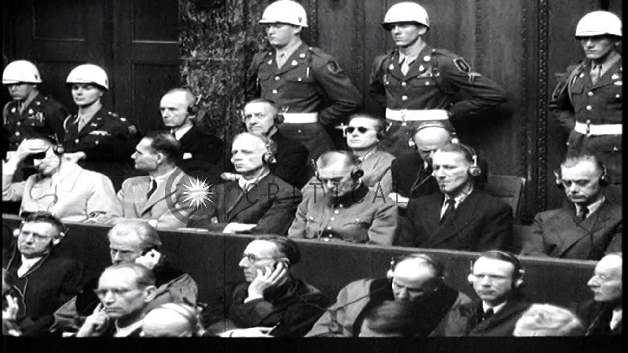 Nazi war leaders and prosecution attorneys during Nuremberg trials in ...