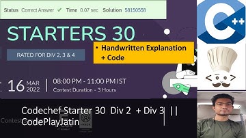 Codechef Starter 30 Rated Solution Div 2 & Div 3